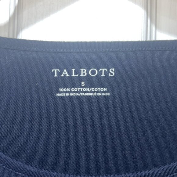 Brand New Trendy Talbots Nacy Blue Shirt with White Embroidery Size S NWT - Picture 4 of 5